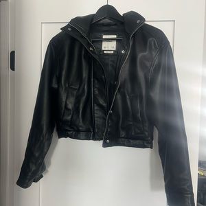 Abercrombie & Fitch Black Vegan Leather Cropped Jacket